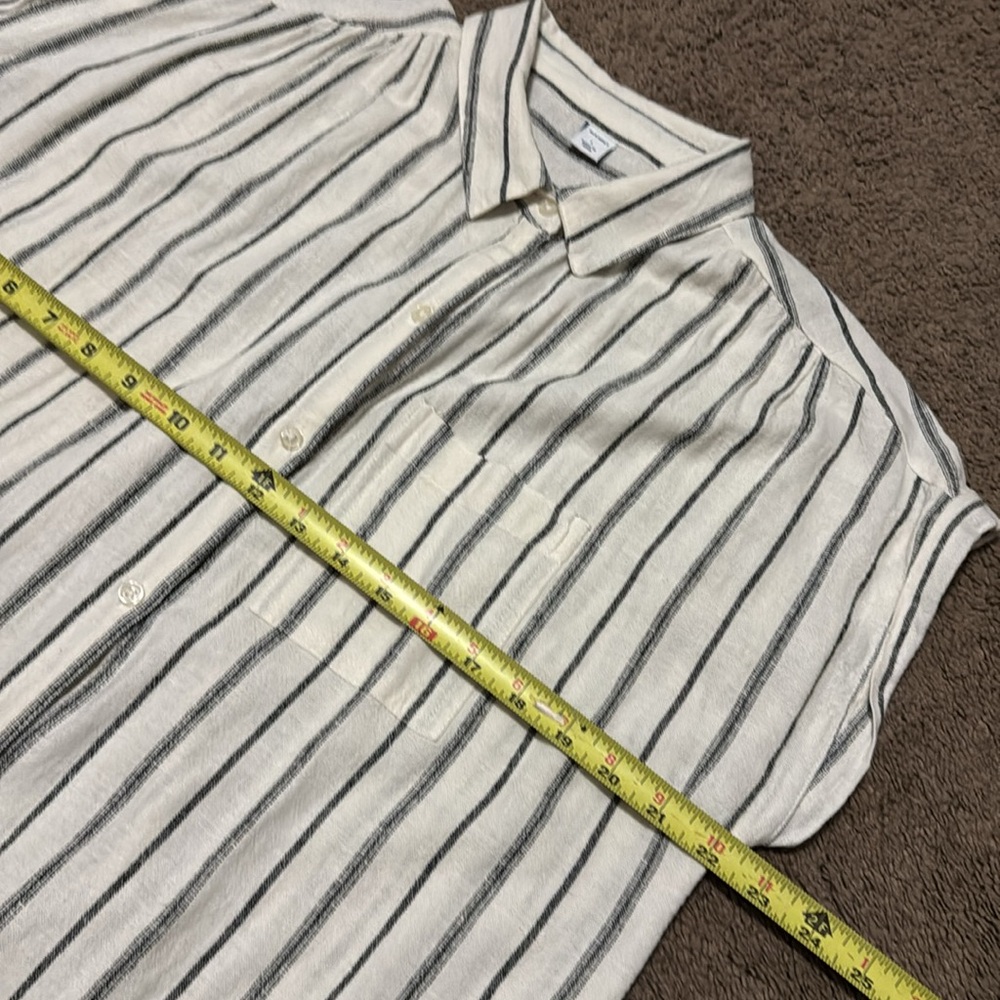 Old Navy-Sz L-Linen Button Front Dress-White & Black Stripes- - Picture 14 of 16